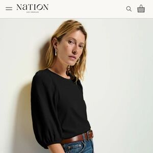 Nation LTD Evita Black Puff Sleeve Blouse
